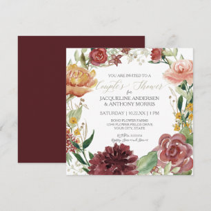 Invitation Mariage sous la pluie automnale Fleurs Bourguignon