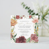Invitation Mariage sous la pluie Fleurs d'automne Floral Bour (Debout devant)