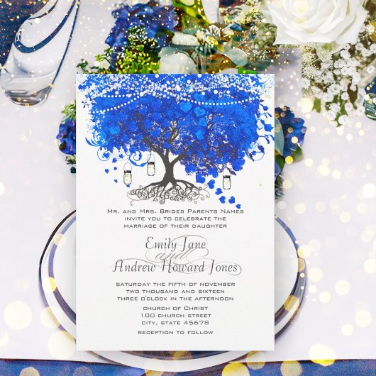 Invitation Mariage sous l'arbre à feuilles en forme de cœur b