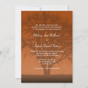 Invitation Mariage sous l'arbre de chêne orange rustique
