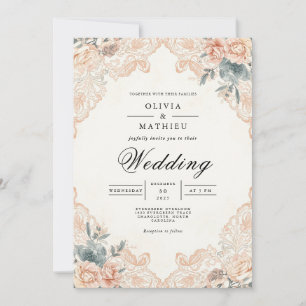 Invitation Mariage sous l'Arche de Fleurs d'Abricotier