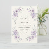 Invitation Mariage sous l'arche de fleurs de lavande (Debout devant)