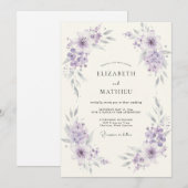 Invitation Mariage sous l'arche de fleurs de lavande (Devant / Derrière)