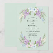 Invitation Mariage sous l'Arche de Fleurs de Lilas (Devant / Derrière)