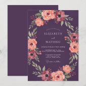 Invitation Mariage sous l'Arche de Fleurs de Prunier (Devant / Derrière)