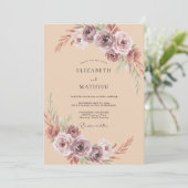 Invitation Mariage sous l'Arche de Fleurs Mauves (Debout devant)