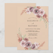 Invitation Mariage sous l'Arche de Fleurs Mauves (Devant / Derrière)