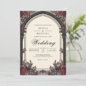 Invitation Mariage sous l'Arche de Rose Cramoisi (Debout devant)
