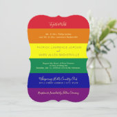 Invitation Mariage sous le drapeau arc-en-ciel (Debout devant)