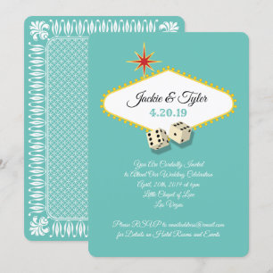 Invitation Mariage sous le panneau de Las Vegas en Aqua