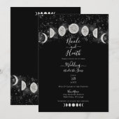 Invitation Mariage sous les étoiles avec les phases de la lun (Devant / Derrière)