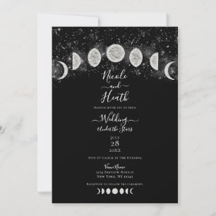 Invitation Mariage sous les étoiles avec les phases de la lun