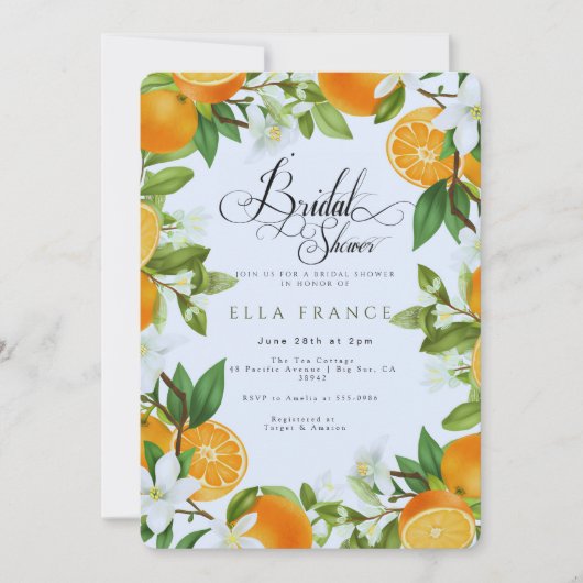 Invitation Mariage sous les fleurs et les citrons (Devant)