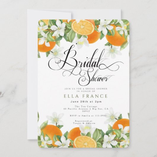 Invitation Mariage sous les fleurs et les citrons (Devant)
