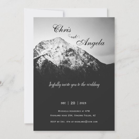 Invitation mariage sous les montagnes (Devant)