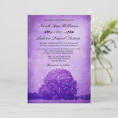 Invitation Mariage sous un chêne violet rustique (Debout devant)