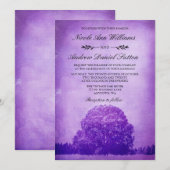 Invitation Mariage sous un chêne violet rustique (Devant / Derrière)