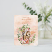 Invitation Mariage sous un thème de fleurs avec des oiseaux (Debout devant)