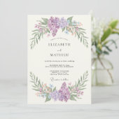 Invitation Mariage sous une Arche Botanique de Lilas (Debout devant)