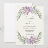 Invitation Mariage sous une Arche Botanique de Lilas (Devant / Derrière)
