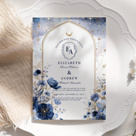 Invitation Mariage sous une Arche Botanique de Minuit Enchant