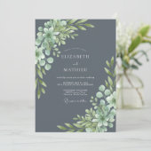 Invitation Mariage sous une Arche Botanique Vert Ardoise (Debout devant)