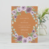 Invitation Mariage sous une arche botanique violette (Debout devant)