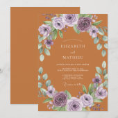 Invitation Mariage sous une arche botanique violette (Devant / Derrière)