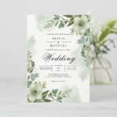 Invitation Mariage sous une arche de feuillage vert sauge (Debout devant)