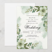 Invitation Mariage sous une arche de feuillage vert sauge (Devant / Derrière)