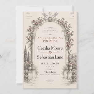 Invitation Mariage sous une arche de jardin de roses vintage