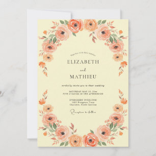 Invitation Mariage sous une arche florale de corail