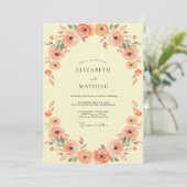 Invitation Mariage sous une arche florale de corail (Debout devant)