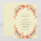 Invitation Mariage sous une arche florale de corail (Devant / Derrière)