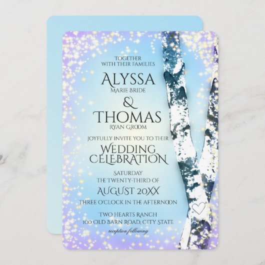 Invitation Mariage Sparkle Birch (Devant / Derrière)
