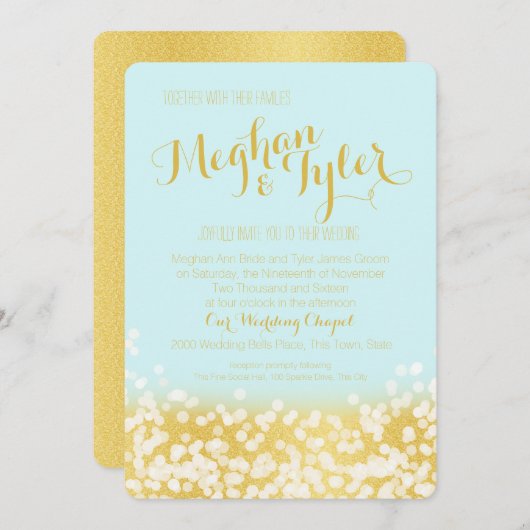 Invitation Mariage Sparkle Gold (Devant / Derrière)
