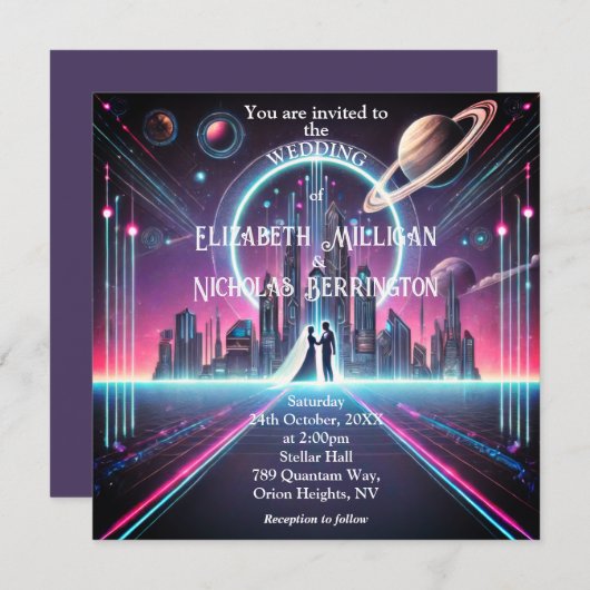 Invitation Mariage spatial (Devant / Derrière)
