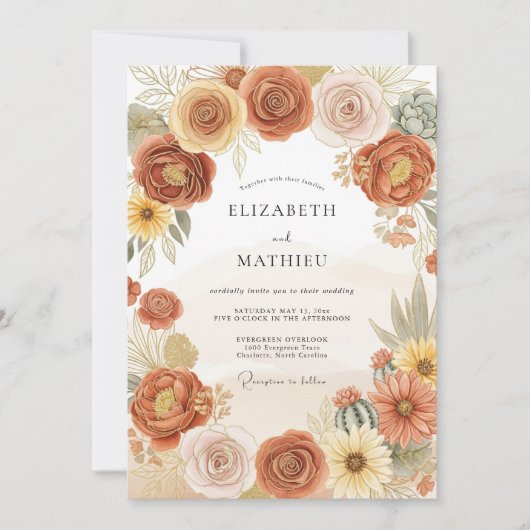 Invitation Mariage splendide dans le désert en terre cuite (Devant)