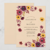 Invitation Mariage Splendide d'Automne Jaune Prune (Devant / Derrière)