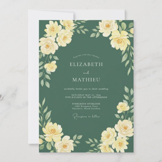 Invitation Mariage Splendide en Forêt de Chasse Verte (Devant)