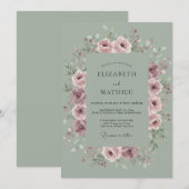 Invitation Mariage splendide prairie vert sauge (Devant / Derrière)