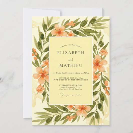 Invitation Mariage splendide toscan jaune (Devant)
