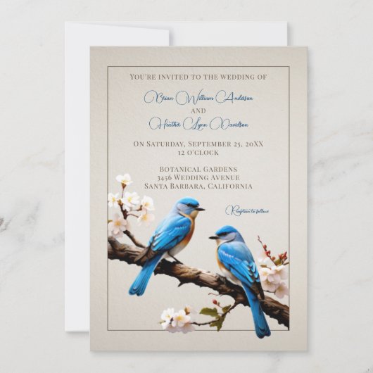 Invitation Mariage Spring Bluebirds (Devant)