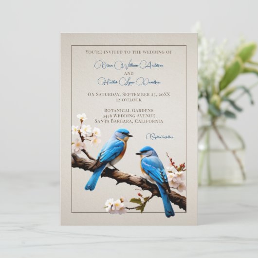 Invitation Mariage Spring Bluebirds (Debout devant)
