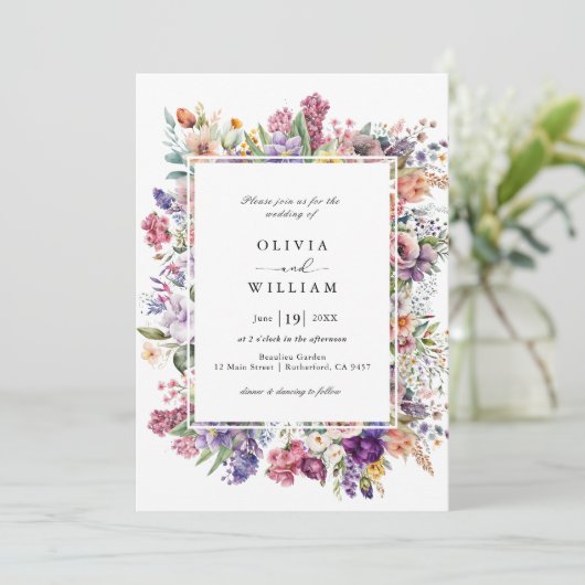 Invitation Mariage Spring Flower Garden Frame (Debout devant)