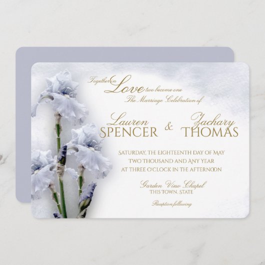 Invitation Mariage Spring Iris Garden (Devant / Derrière)