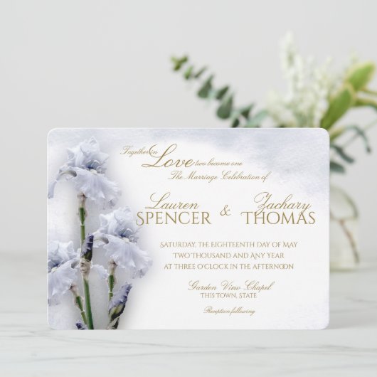 Invitation Mariage Spring Iris Garden (Debout devant)