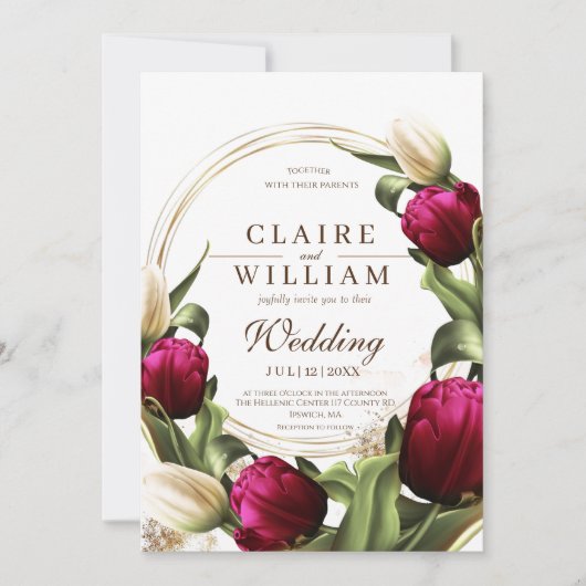 Invitation Mariage Spring Tulip Elégant Mariage moderne (Devant)