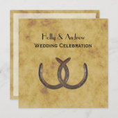 Invitation Mariage SQ BG en fer à cheval rustique (Devant / Derrière)