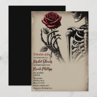 Mariage squelette vintage avec rose rouge Shower
